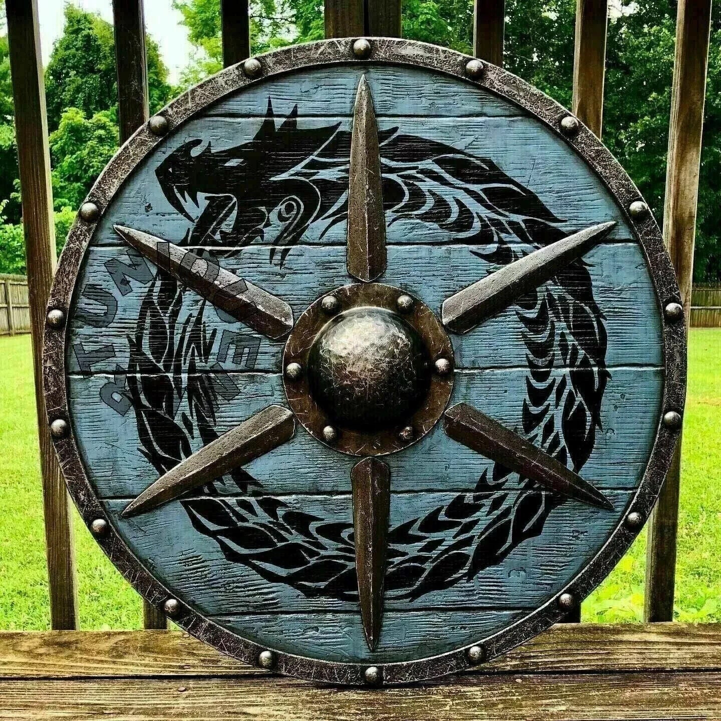 Shield Viking Wooden Medieval Round 24'' Battle Armor Heavy Norse Ready Warrior