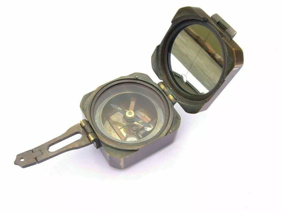 100% Working Brass Brunton Pocket Transit Compass With Leather Case