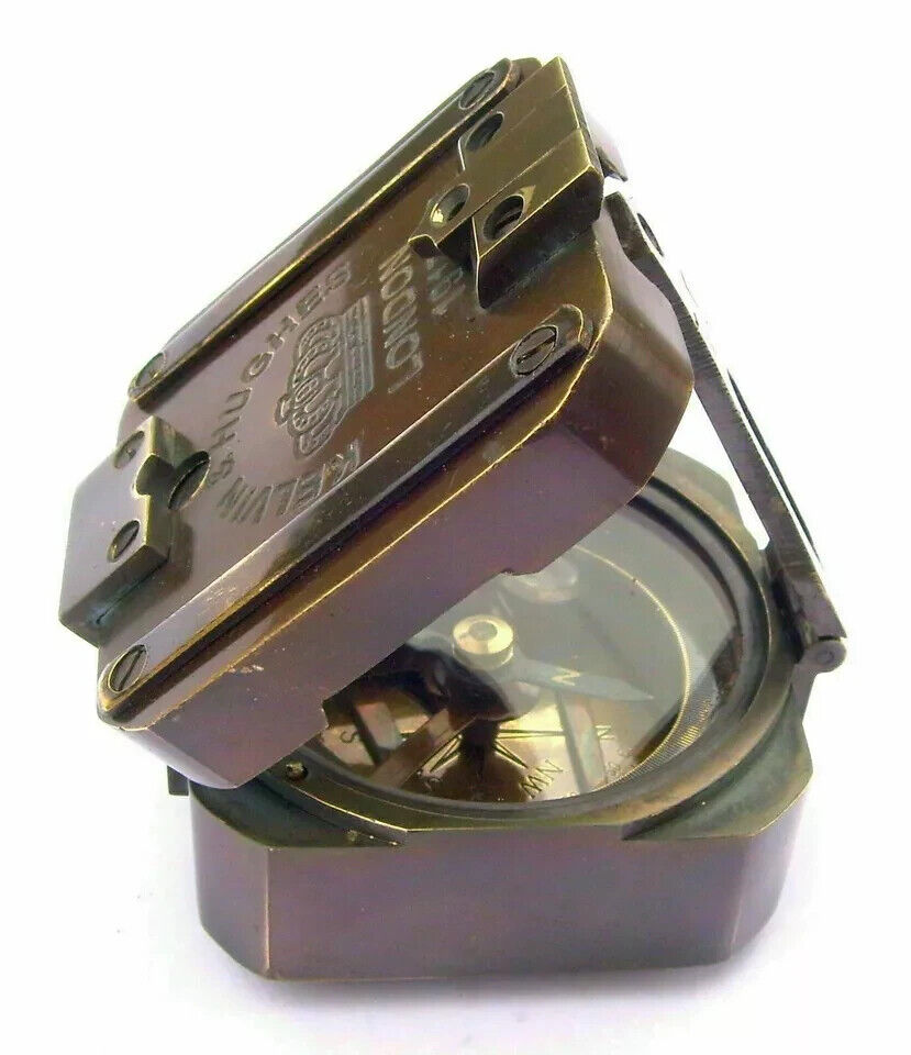 100% Working Brass Brunton Pocket Transit Compass With Leather Case