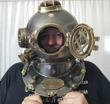 Handmade Nautical Diving Helmet Divers Royal Navy Diving Helmet Black Finish