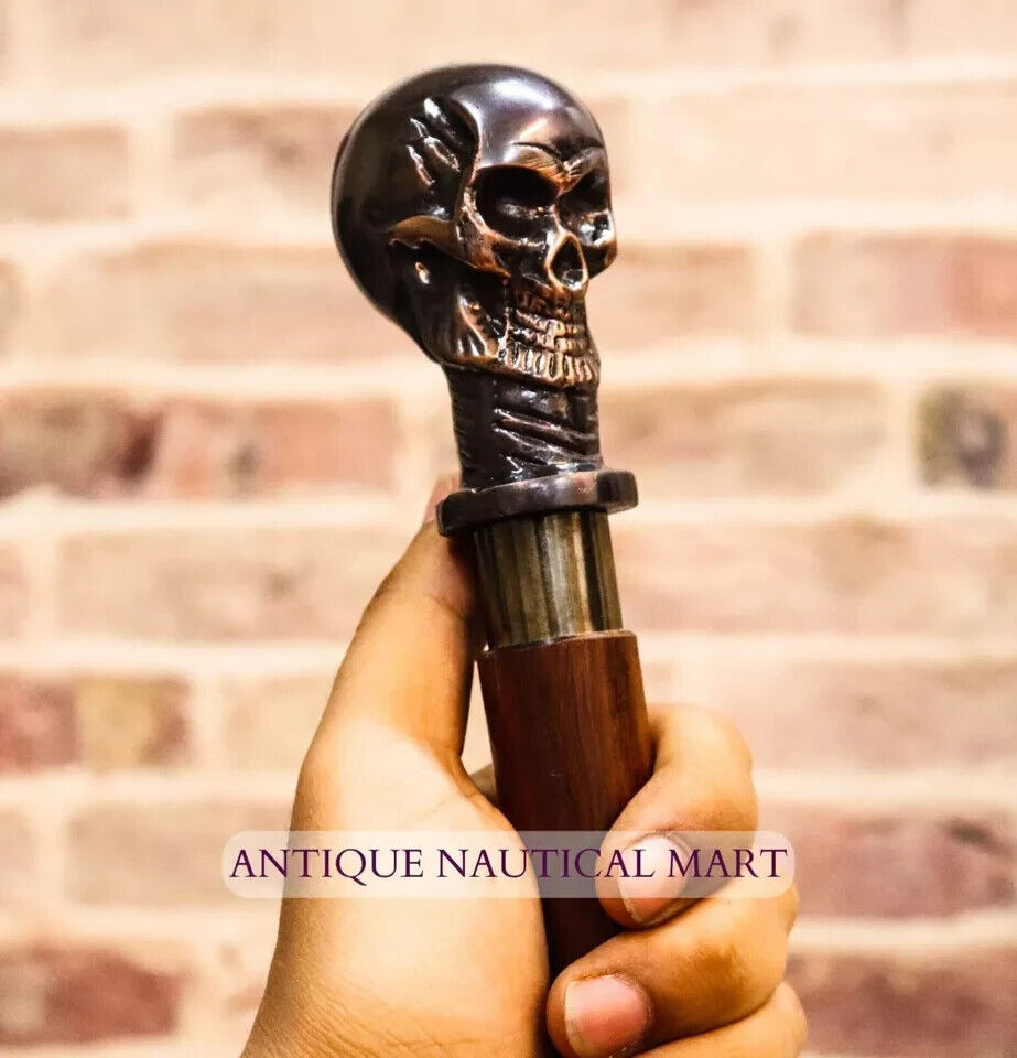 Antique Style sckul designHandle Wood Walking stick cane Vintage 3 Part open new