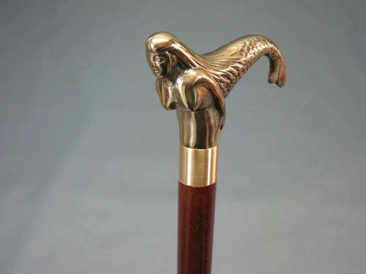 Decor Edwardian Brass Knob Handle Wooden Walking Stick Cane Handmade Gift ART