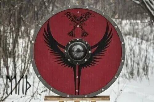 Viking Wooden Round Shield Armor 24" Designer Steel Medieval Shield LARP Gift