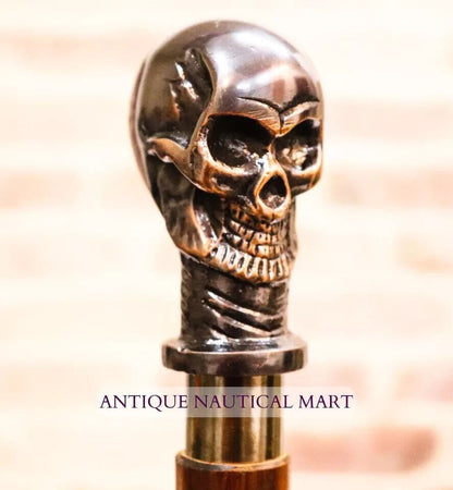 Antique Style sckul designHandle Wood Walking stick cane Vintage 3 Part open new