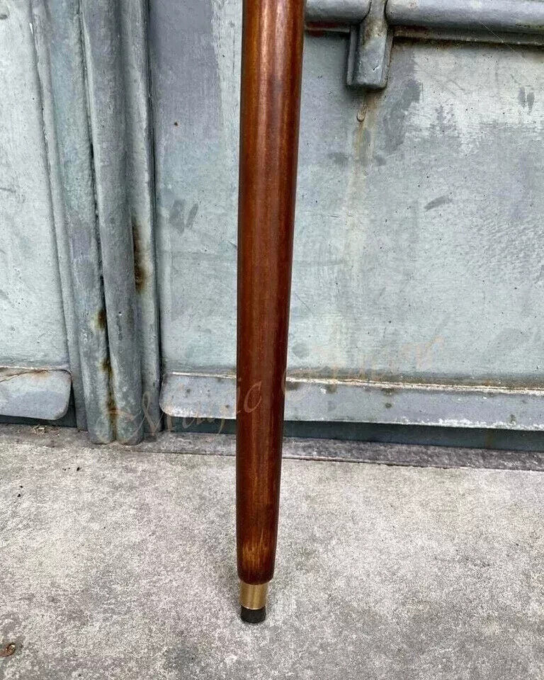 Brass Handle Walking Stick Victorian Brass Cane Wooden Vintage Style Antique Gift