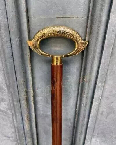 Brass Handle Walking Stick Victorian Brass Cane Wooden Vintage Style Antique Gift
